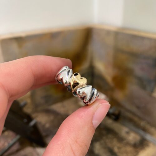 Hjerte ring m. 14 kt. guld (bred)