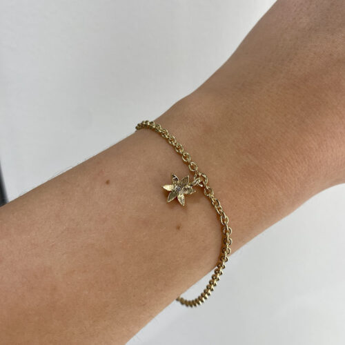 Guldarmbånd med hjulkrone og brillant