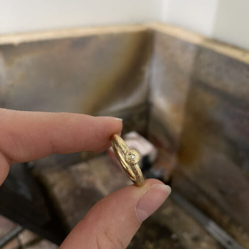 Miniring med boble og brillant