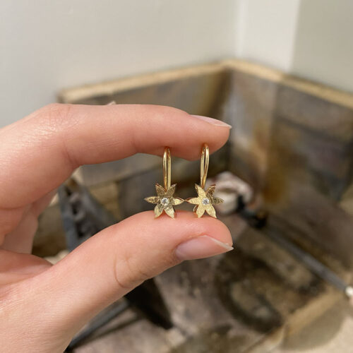 Hjulkrone ørepynt med brillant (mellem)