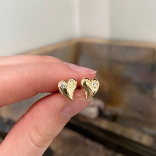 Hjerte ørestikkere med brillant (store)