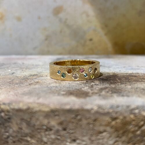 Guldring med diamanter (bred)